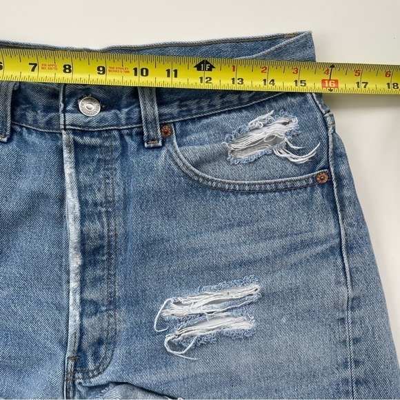 Levi's 501xx Destroyed Distressed High Rise Denim Shorts Size 34* (Size 10/12*) - Picture 6 of 8
